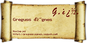 Greguss Ágnes névjegykártya
